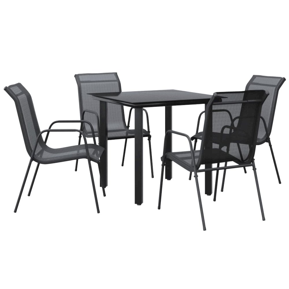 Garden Dining Set Black and Dark Grey. Picture 2