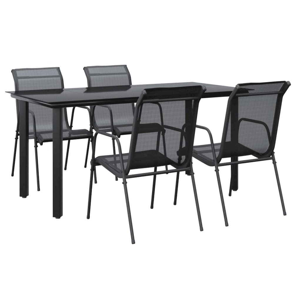 Garden Dining Set Black, Anthracite. Picture 2