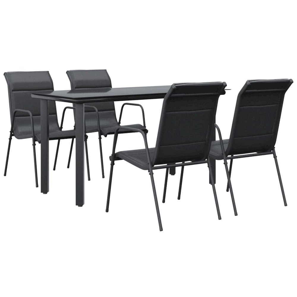 Garden Dining Set Black Powder-coated steel Medium Durable. Picture 2