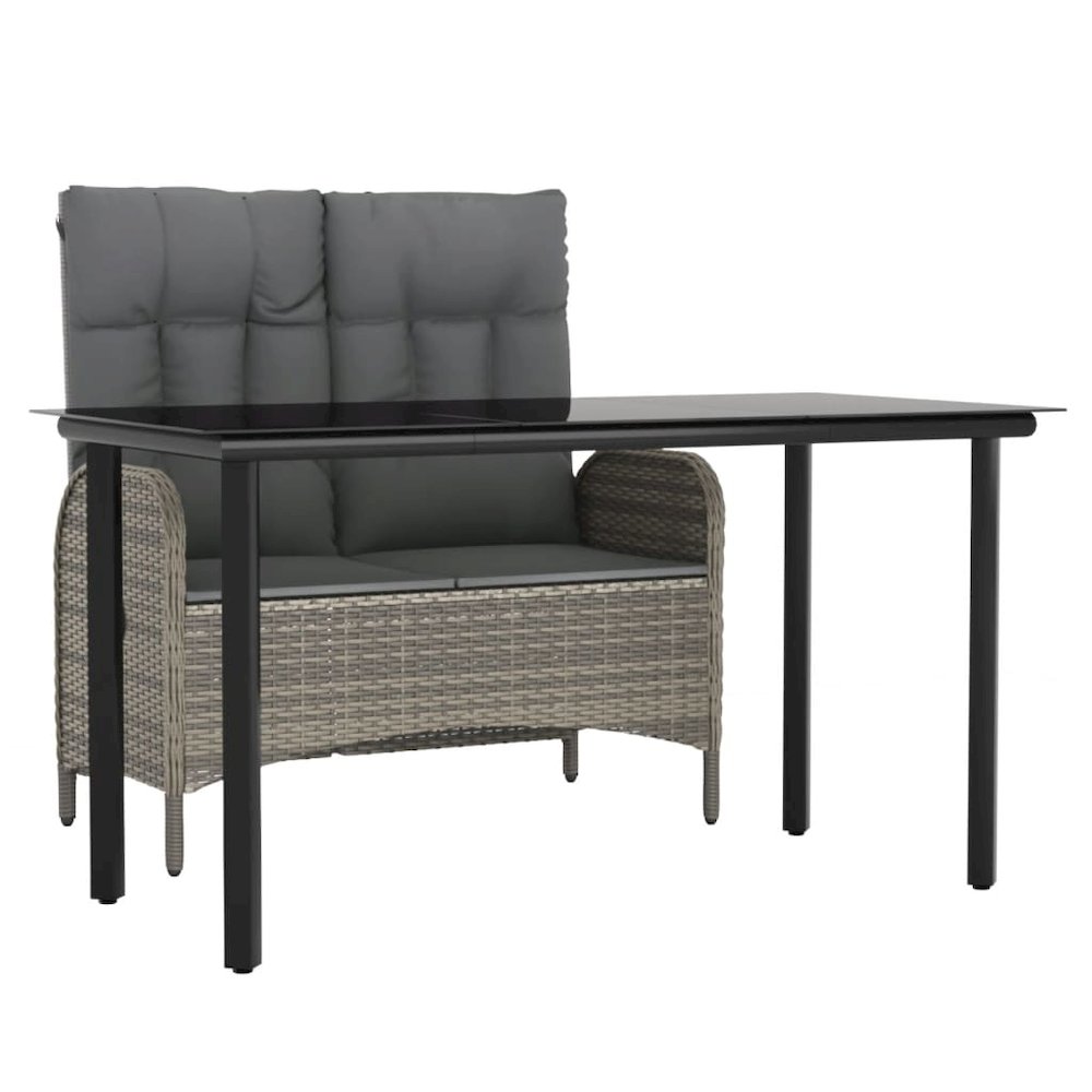 Garden Dining Set Grey PE rattan Medium Adjustable Armrests. Picture 2