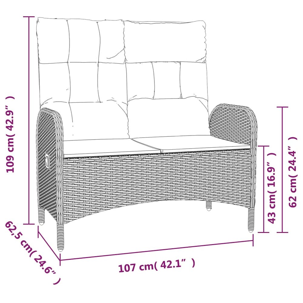 Garden Dining Set Grey PE rattan Medium Adjustable Armrests. Picture 7