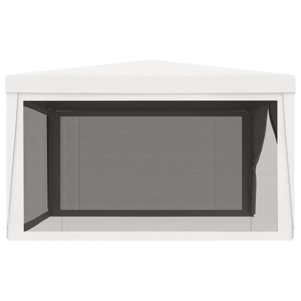 vidaXL Party Tent with 4 Mesh Sidewalls 13.1'x13.1' White. Picture 4