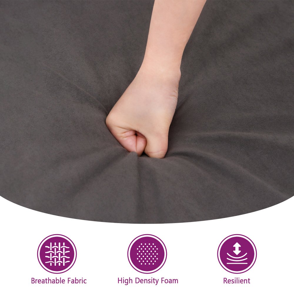 Footstool Dark grey Microfiber fabric 27.6x21.7x16.1 in Durable. Picture 8