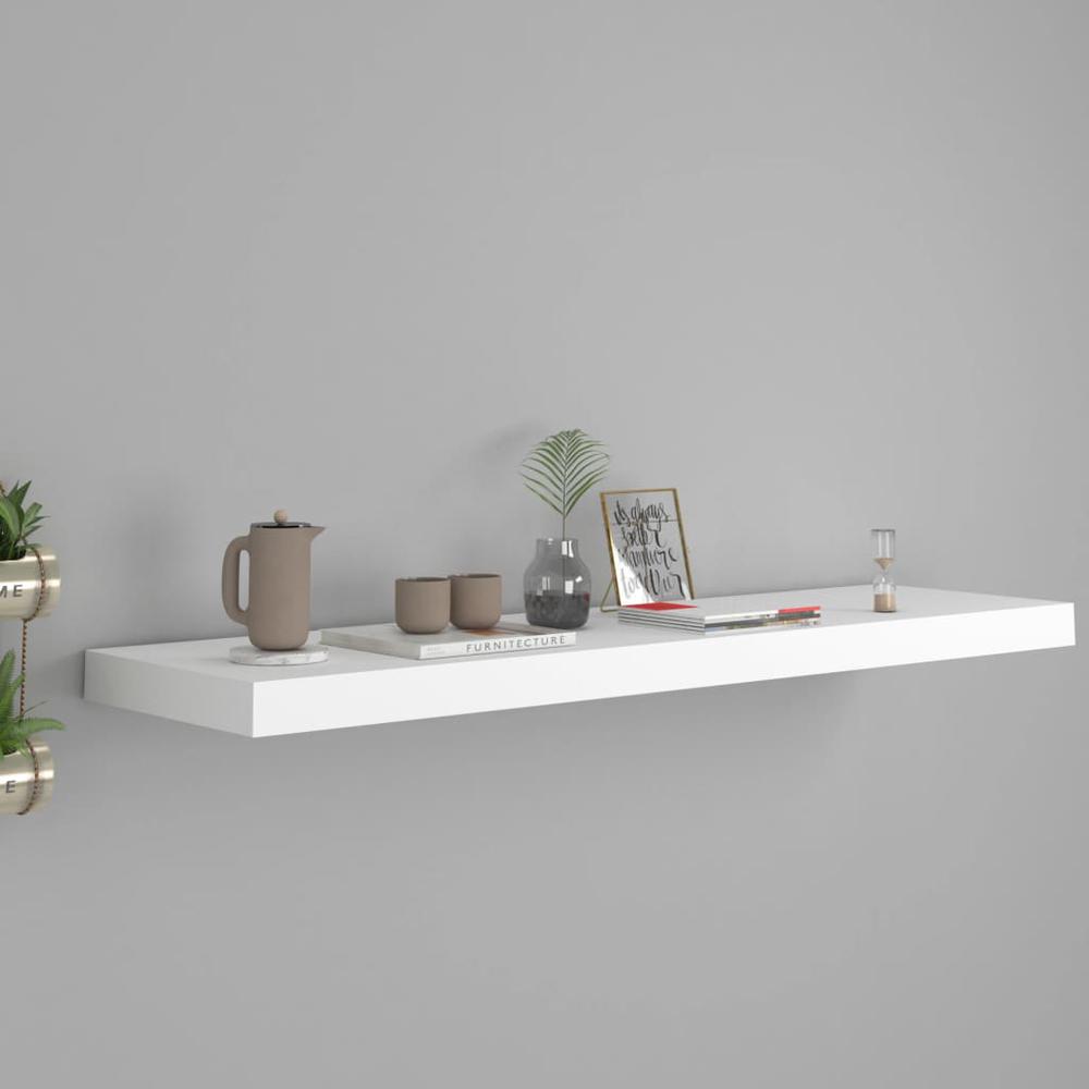 Wall Shelf White Honeycomb MDF 35.4 x 9.3 x 1.5 in Wall mounting. Picture 1