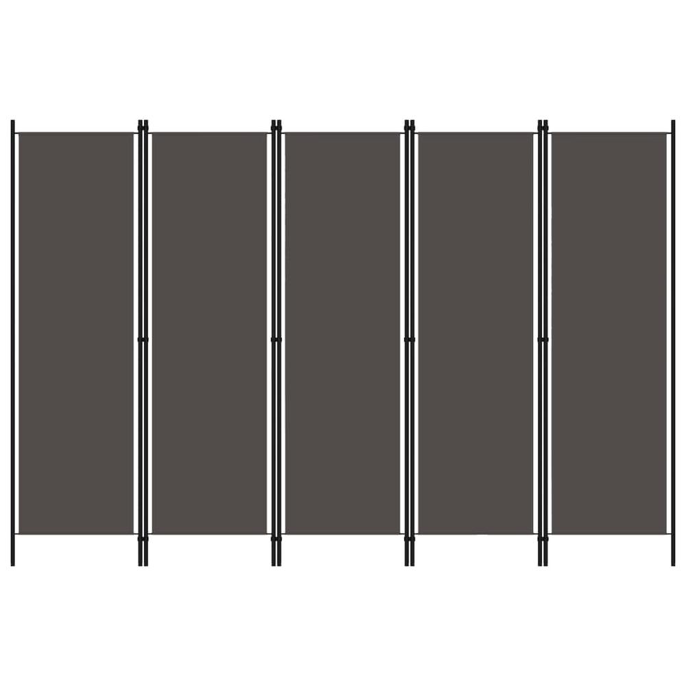 vidaXL 5-Panel Room Divider Anthracite 98.4"x70.9". Picture 1