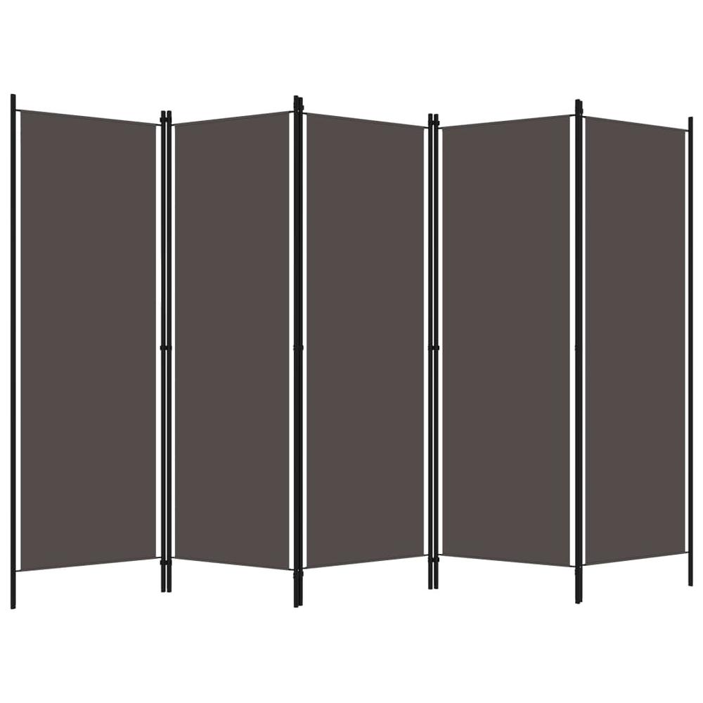 vidaXL 5-Panel Room Divider Anthracite 98.4"x70.9". Picture 2