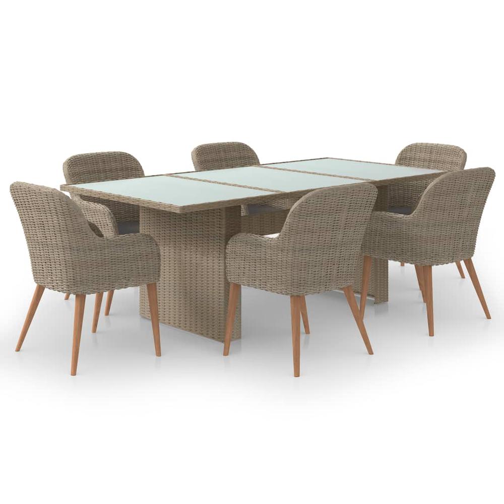 Dining Set Brown and Dark Grey. Picture 2