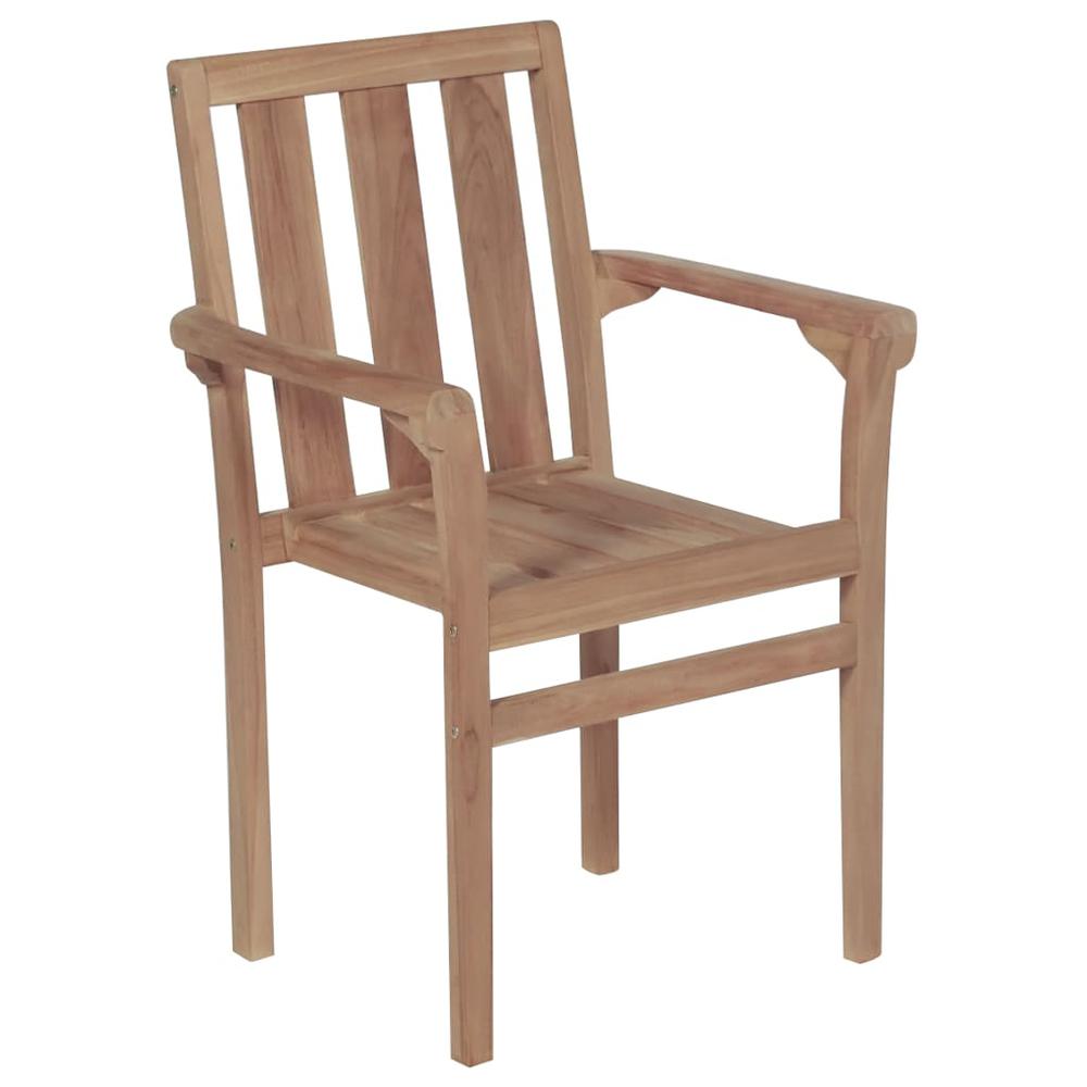 vidaXL Stackable Patio Chairs with Cushions 4 pcs Solid Teak Wood, 3073401. Picture 4