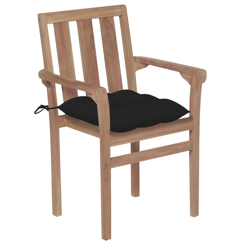 vidaXL Stackable Patio Chairs with Cushions 4 pcs Solid Teak Wood, 3073401. Picture 2