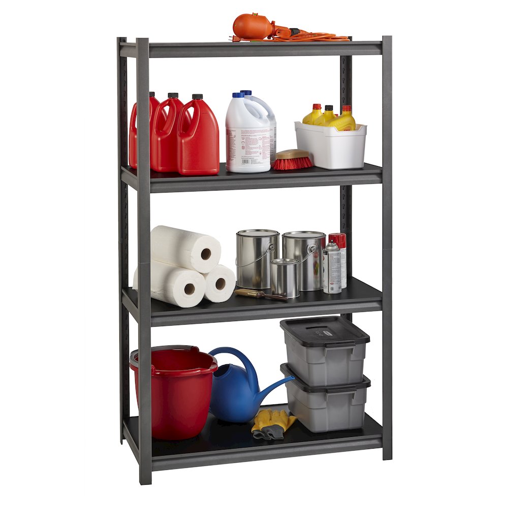 Iron Horse Riveted Steel Shelving 5-Shelf Unit, 18Dx48Wx72H, Gunmetal Gray/Black. Picture 1