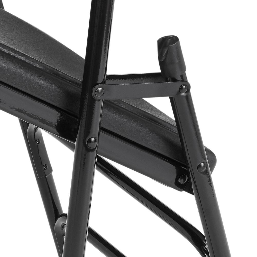 NPS® 1100 Series Deluxe Fan Back With Triple Brace Double Hinge Folding Chair, Black (Pack of 4). Picture 5