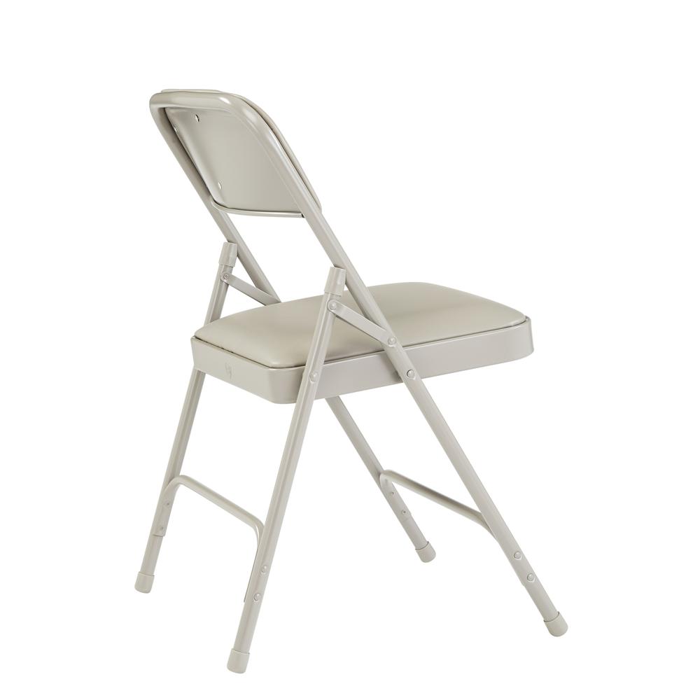 NPS® 1200 Series Premium Vinyl Upholstered Double Hinge Folding Chair, Warm Grey (Pack of 4). Picture 3