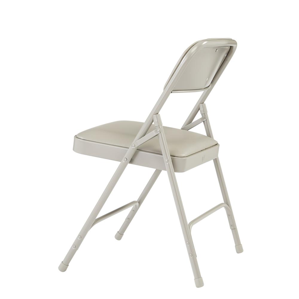 NPS® 1200 Series Premium Vinyl Upholstered Double Hinge Folding Chair, Warm Grey (Pack of 4). Picture 4