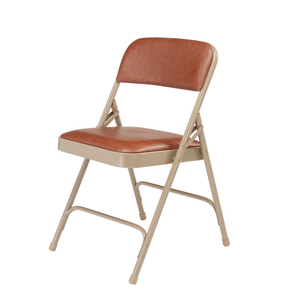 NPS® 1200 Series Premium Vinyl Upholstered Double Hinge Folding Chair, Honey Brown (Pack of 4). Picture 2