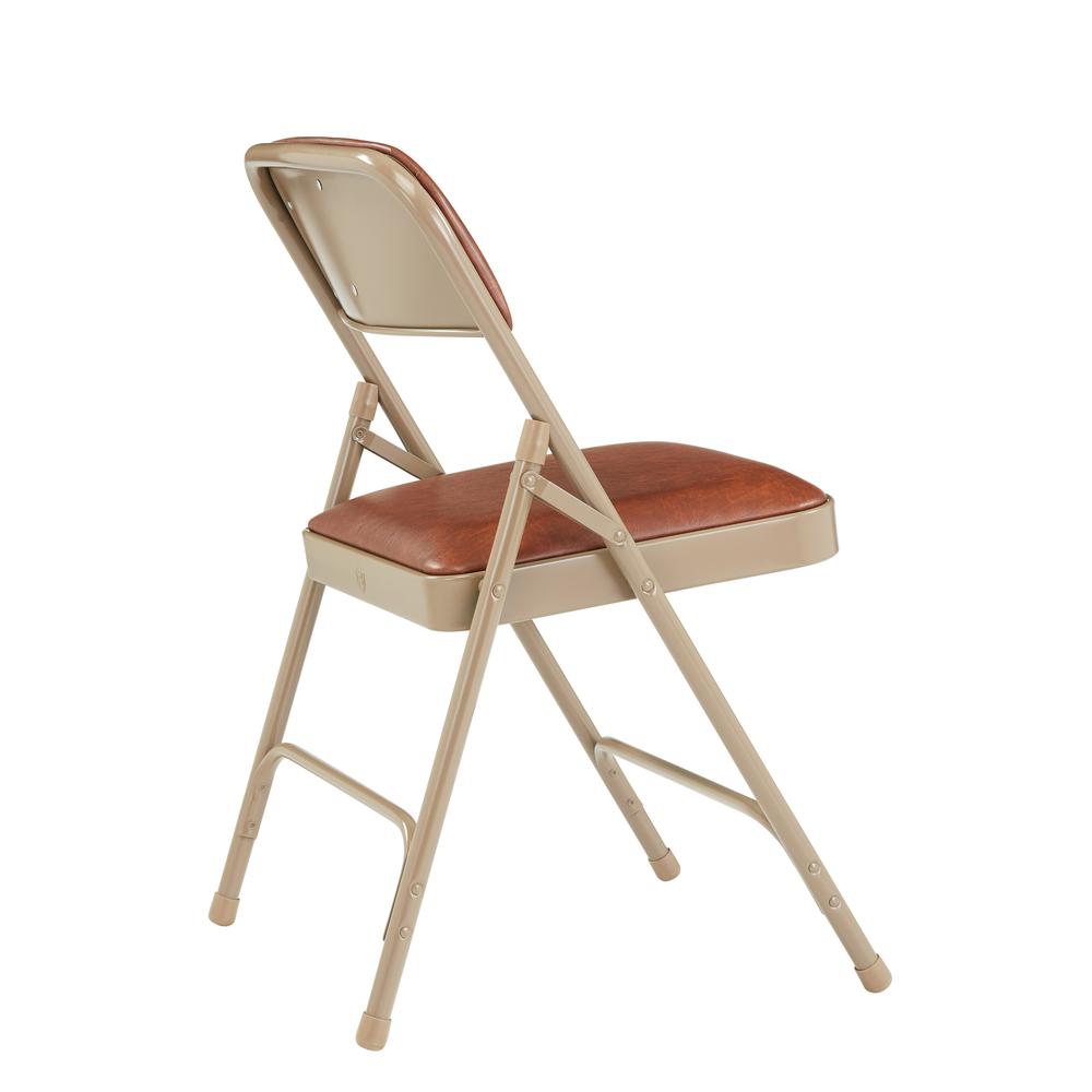 NPS® 1200 Series Premium Vinyl Upholstered Double Hinge Folding Chair, Honey Brown (Pack of 4). Picture 3