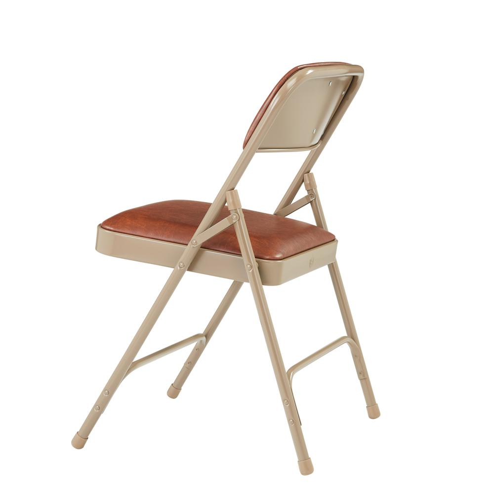 NPS® 1200 Series Premium Vinyl Upholstered Double Hinge Folding Chair, Honey Brown (Pack of 4). Picture 4