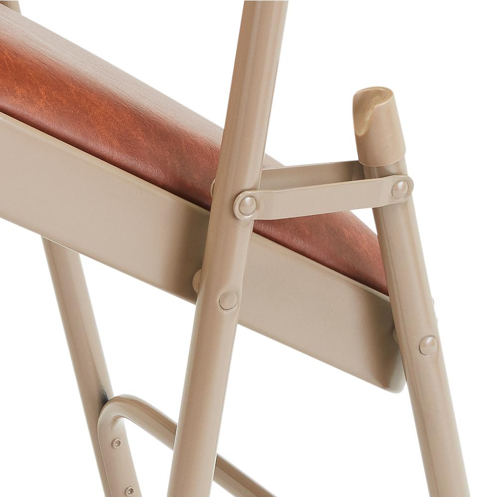 NPS® 1200 Series Premium Vinyl Upholstered Double Hinge Folding Chair, Honey Brown (Pack of 4). Picture 5
