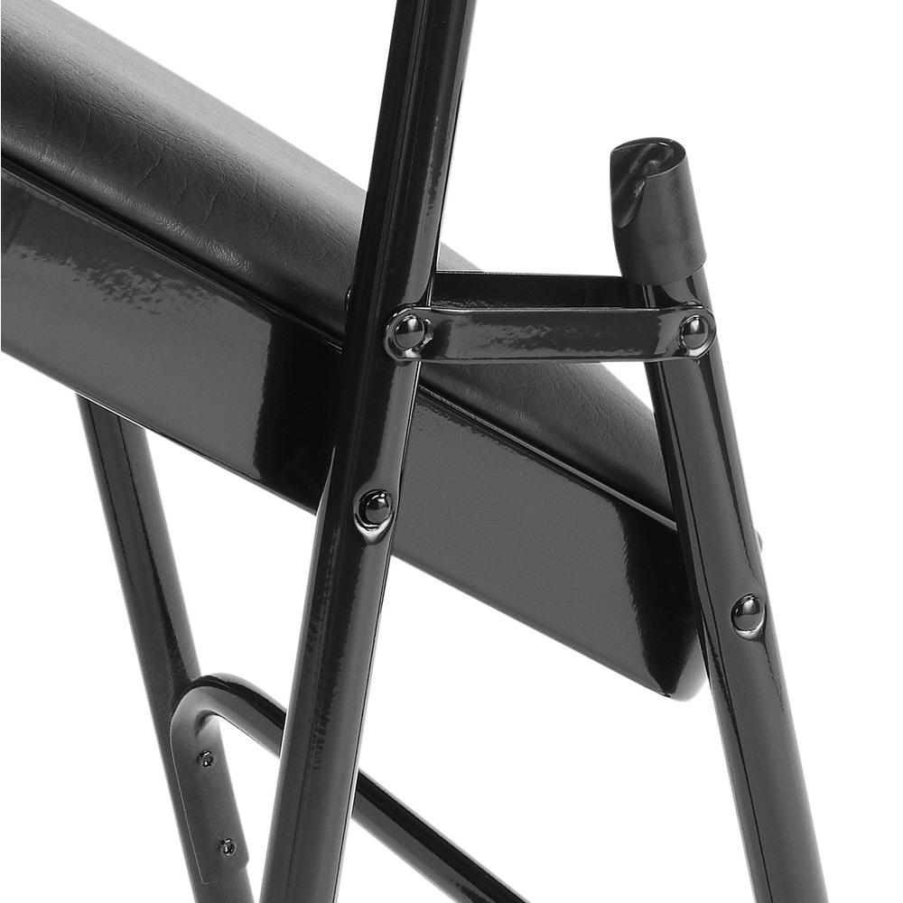 NPS® 1200 Series Premium Vinyl Upholstered Double Hinge Folding Chair, Caviar Black (Pack of 4). Picture 5