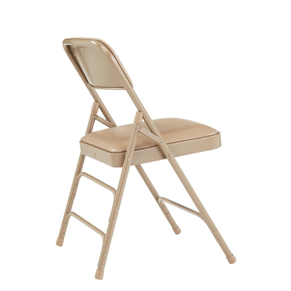 NPS® 1300 Series Premium Vinyl Upholstered Triple Brace Double Hinge Folding Chair, French Beige (Pack of 4). Picture 3