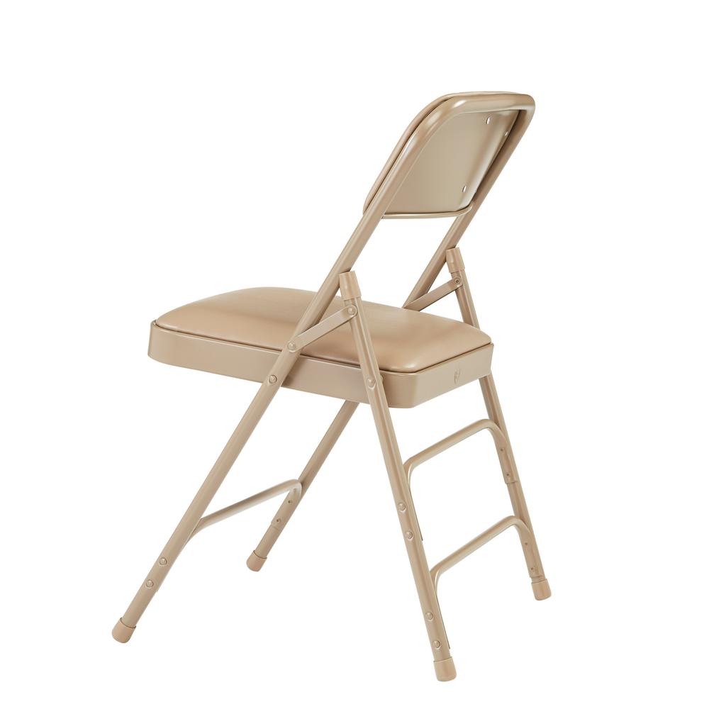 NPS® 1300 Series Premium Vinyl Upholstered Triple Brace Double Hinge Folding Chair, French Beige (Pack of 4). Picture 4