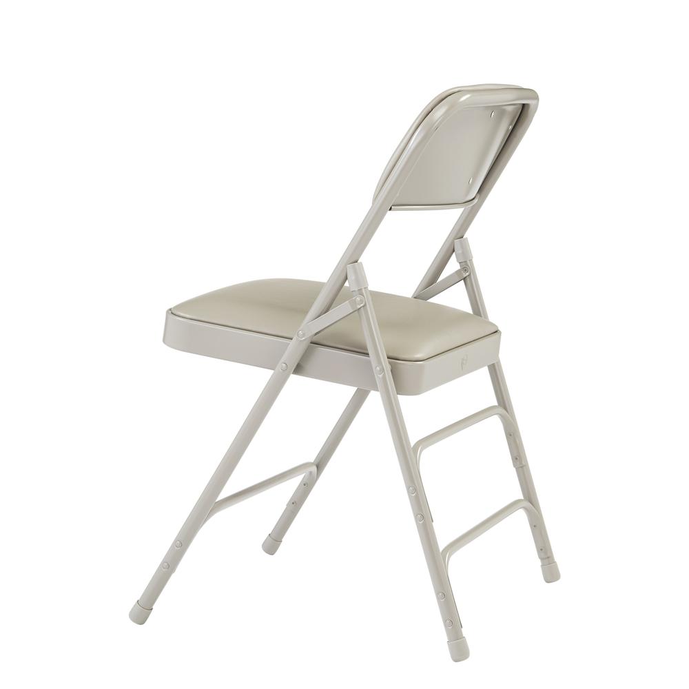 NPS® 1300 Series Premium Vinyl Upholstered Triple Brace Double Hinge Folding Chair, Warm Grey (Pack of 4). Picture 4
