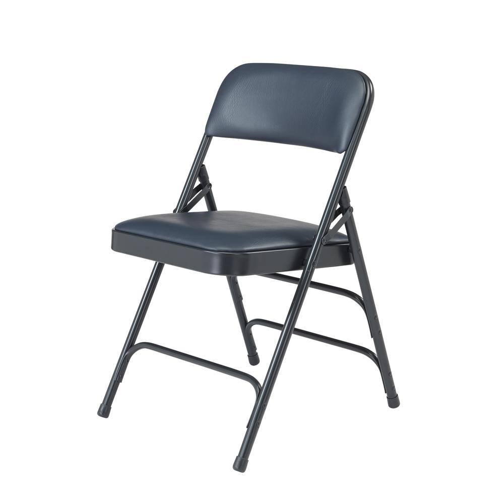 NPS® 1300 Series Premium Vinyl Upholstered Triple Brace Double Hinge Folding Chair, Dark Midnight Blue (Pack of 4). Picture 2