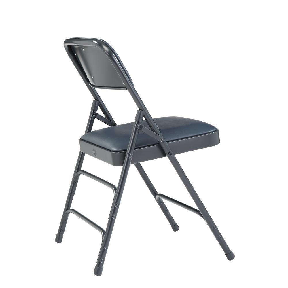 NPS® 1300 Series Premium Vinyl Upholstered Triple Brace Double Hinge Folding Chair, Dark Midnight Blue (Pack of 4). Picture 3