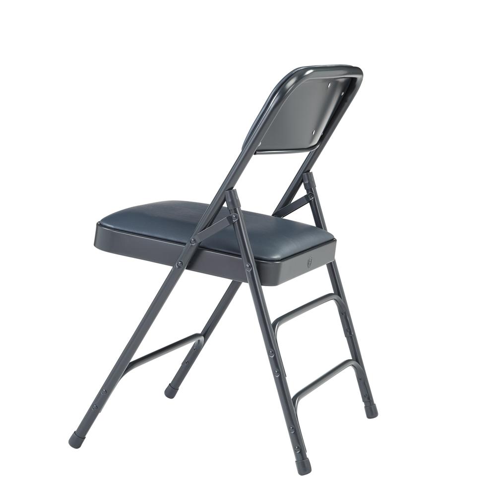 NPS® 1300 Series Premium Vinyl Upholstered Triple Brace Double Hinge Folding Chair, Dark Midnight Blue (Pack of 4). Picture 4