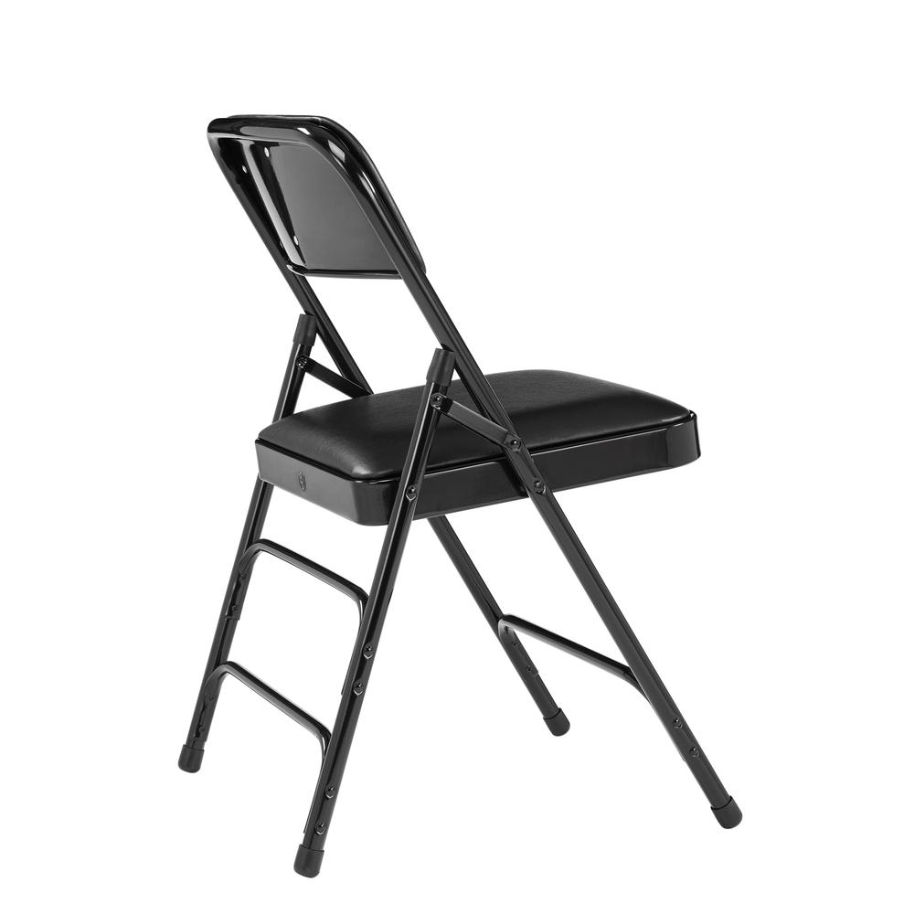 NPS® 1300 Series Premium Vinyl Upholstered Triple Brace Double Hinge Folding Chair, Black (Pack of 4). Picture 3