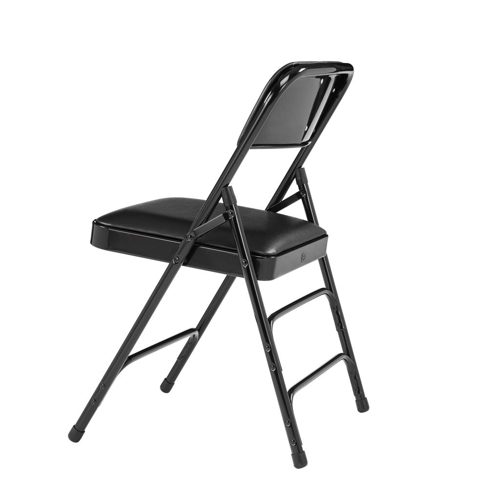 NPS® 1300 Series Premium Vinyl Upholstered Triple Brace Double Hinge Folding Chair, Black (Pack of 4). Picture 4