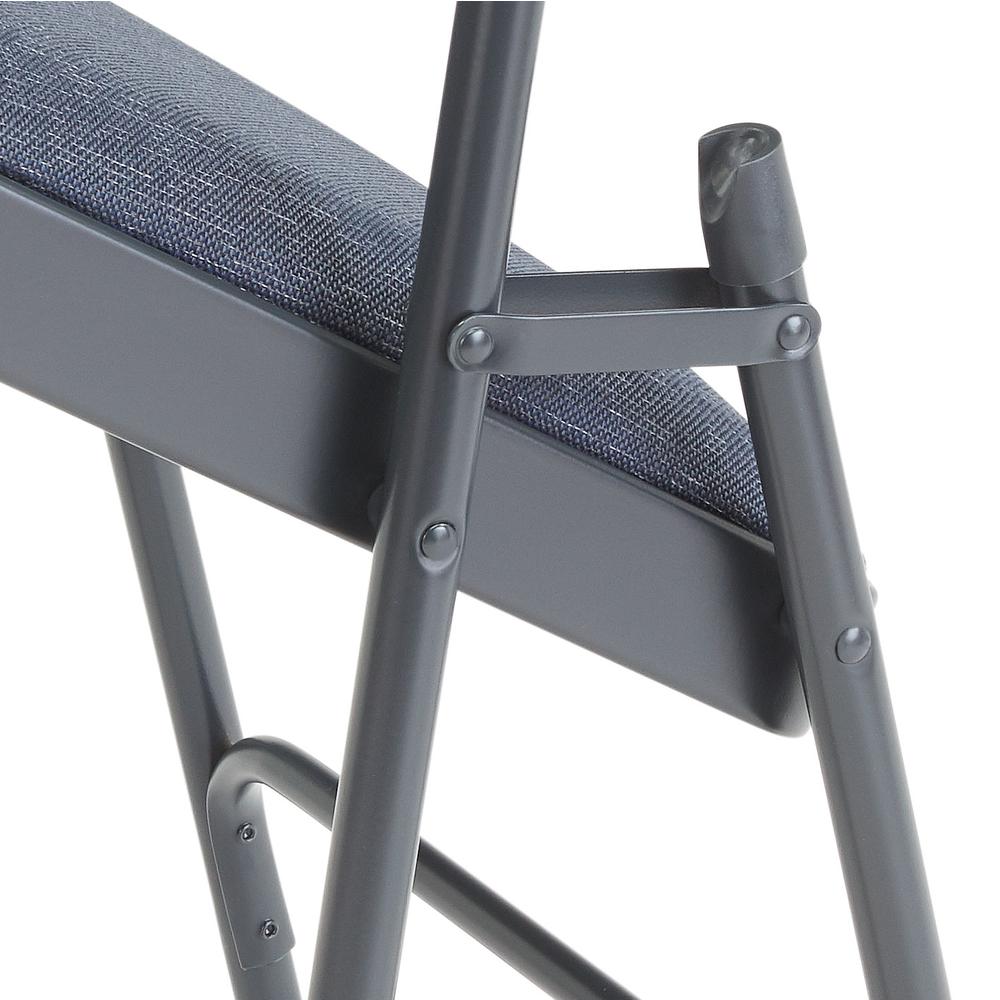 NPS® 2200 Series Deluxe Fabric Upholstered Double Hinge Premium Folding Chair, Imperial Blue Fabric/Char-Blue Frame (Pack of 4). Picture 5