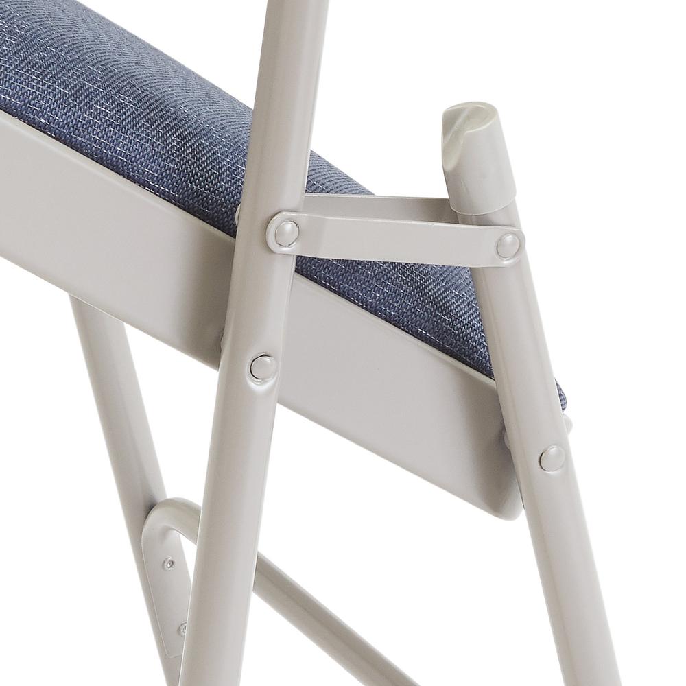 NPS® 2200 Series Deluxe Fabric Upholstered Double Hinge Premium Folding Chair, Imperial Blue Fabric/Grey Frame (Pack of 4). Picture 5