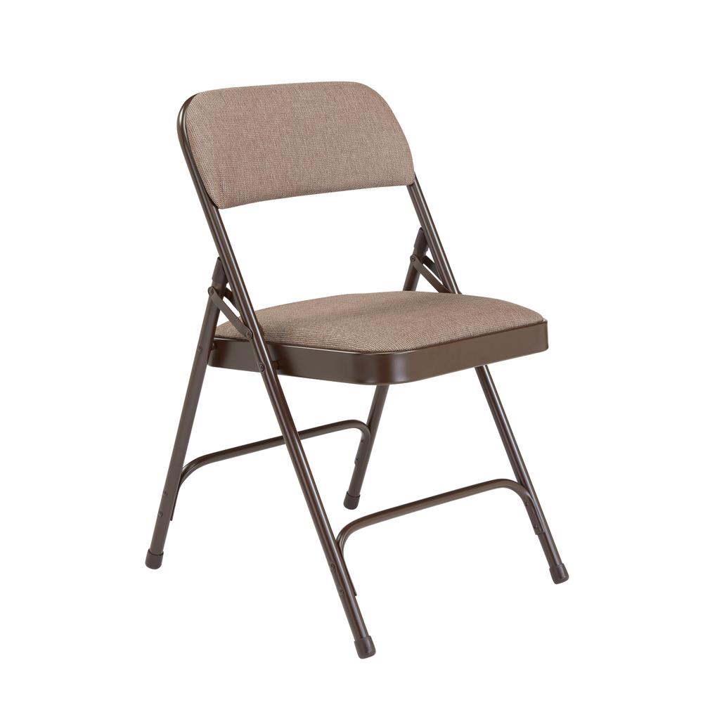 NPS® 2200 Series Deluxe Fabric Upholstered Double Hinge Premium Folding Chair, Russet Walnut (Pack of 4). Picture 1