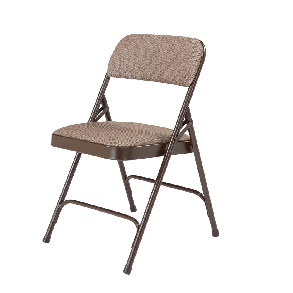 NPS® 2200 Series Deluxe Fabric Upholstered Double Hinge Premium Folding Chair, Russet Walnut (Pack of 4). Picture 2