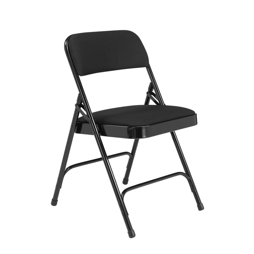 NPS® 2200 Series Deluxe Fabric Upholstered  Double Hinge Premium Folding Chair, Midnight Black (Pack of 4). Picture 1