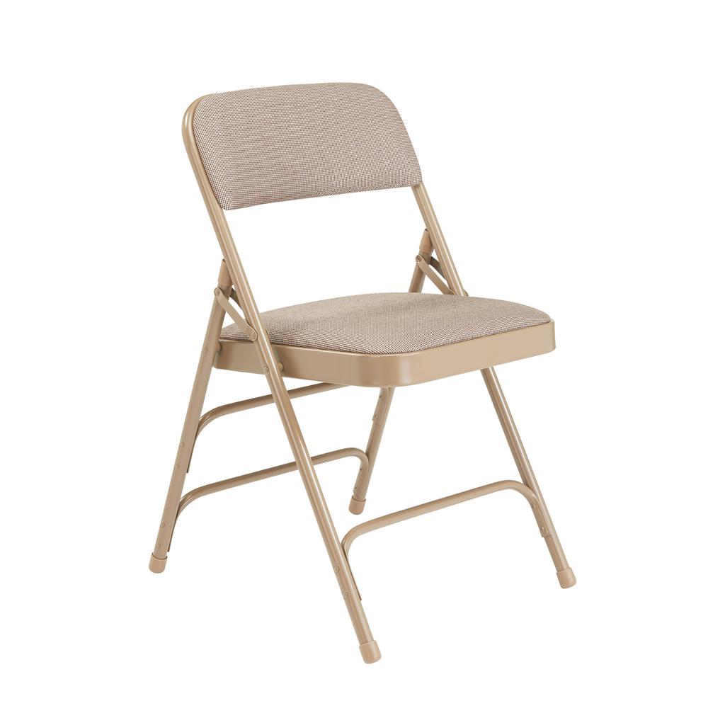 NPS® 2300 Series Deluxe Fabric Upholstered Triple Brace Double Hinge Premium Folding Chair, Café Beige (Pack of 4). Picture 1