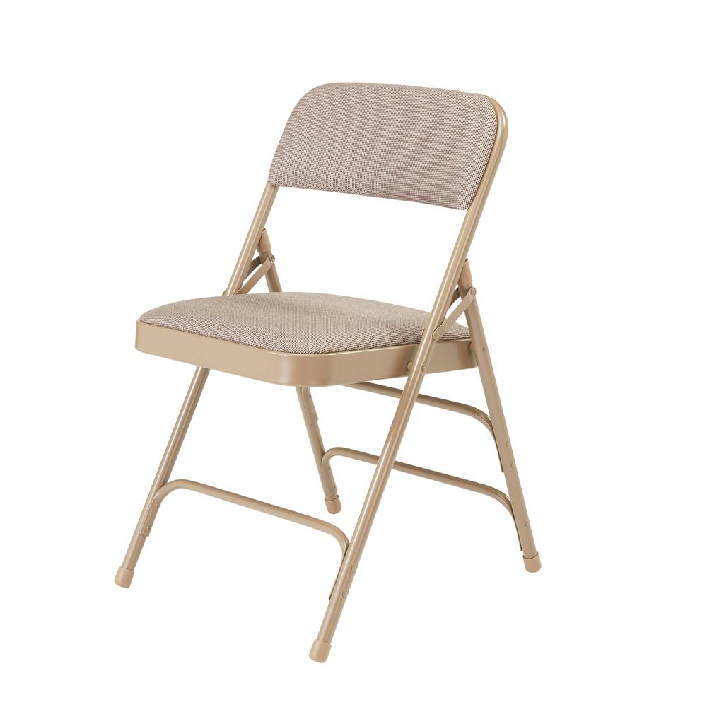 NPS® 2300 Series Deluxe Fabric Upholstered Triple Brace Double Hinge Premium Folding Chair, Café Beige (Pack of 4). Picture 2