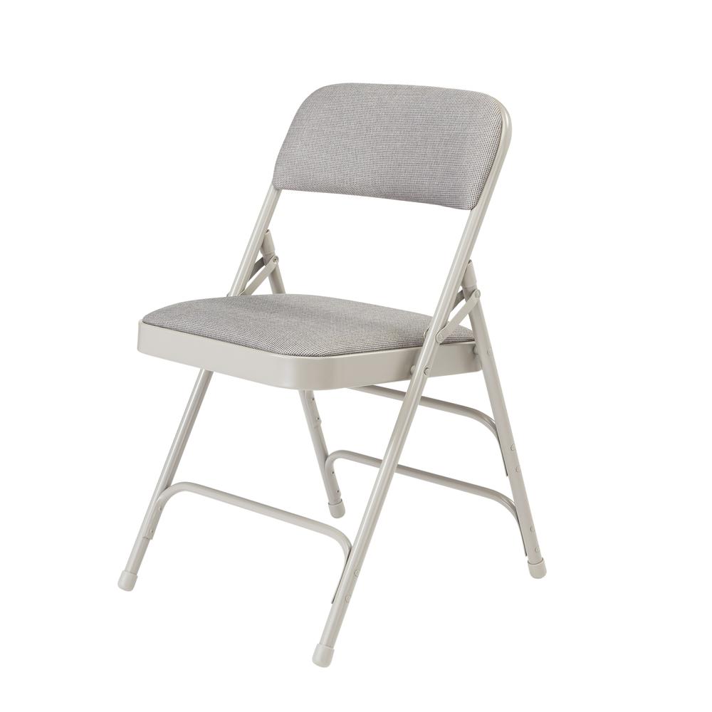 NPS® 2300 Series Deluxe Fabric Upholstered Triple Brace Double Hinge Premium Folding Chair, Greystone (Pack of 4). Picture 2