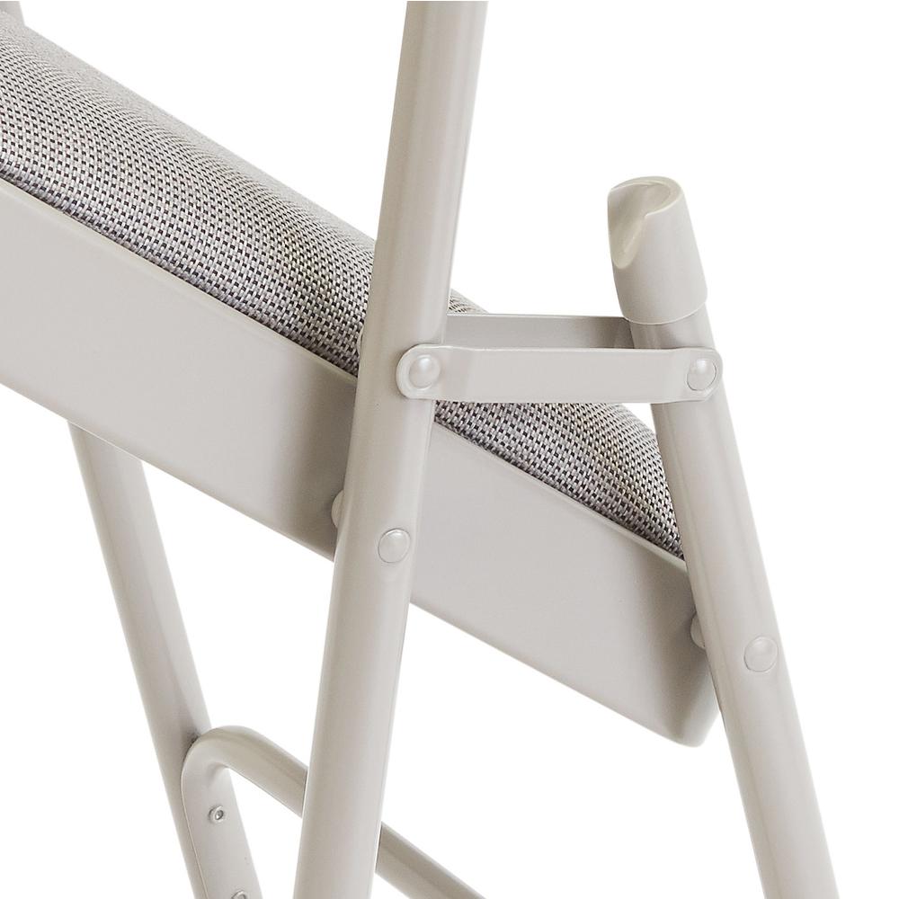 NPS® 2300 Series Deluxe Fabric Upholstered Triple Brace Double Hinge Premium Folding Chair, Greystone (Pack of 4). Picture 5