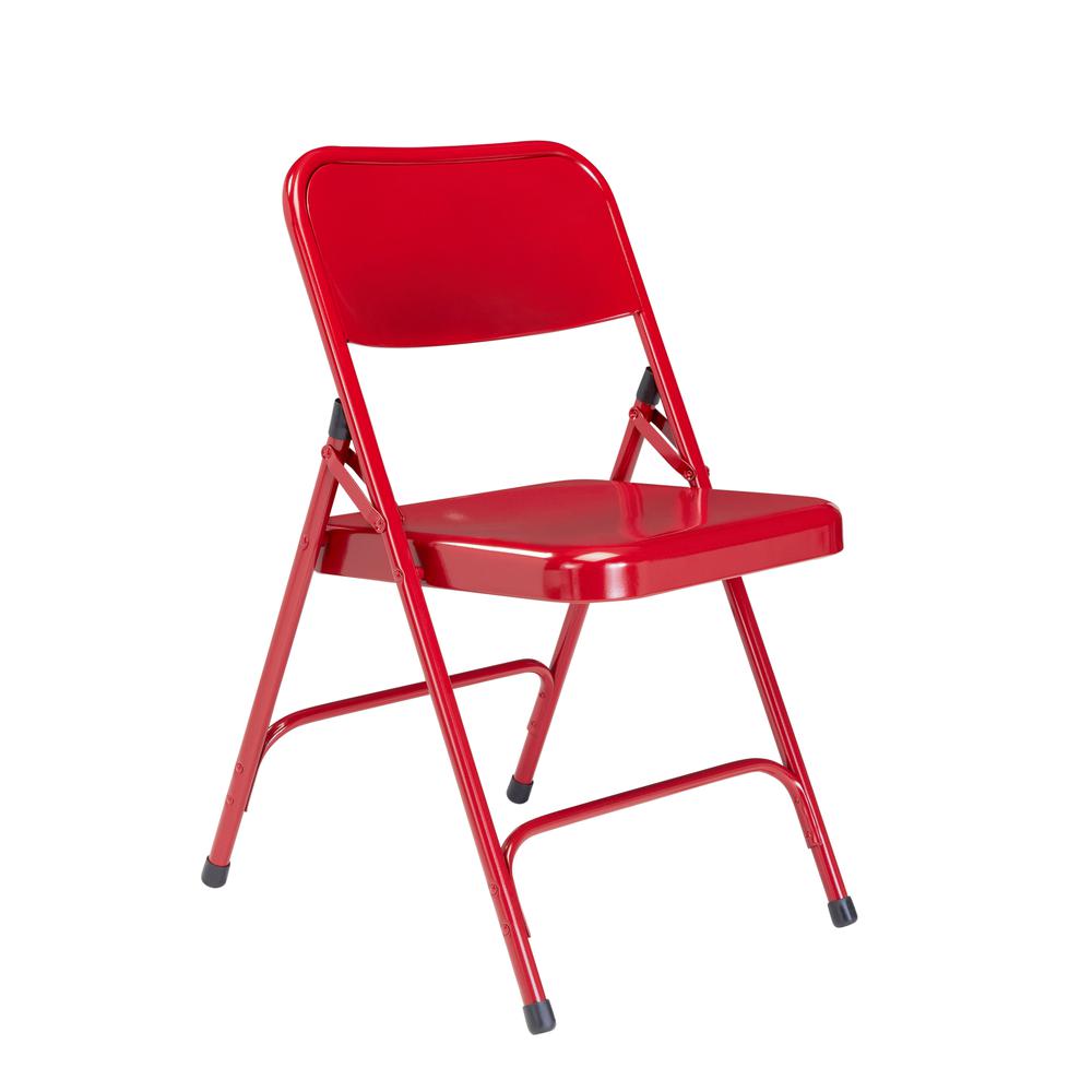 NPS® 200 Series Premium All-Steel Double Hinge Folding Chair, Red (Pack of 4). Picture 1