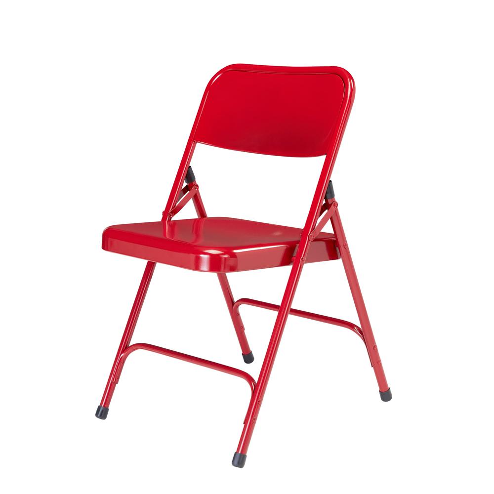 NPS® 200 Series Premium All-Steel Double Hinge Folding Chair, Red (Pack of 4). Picture 2