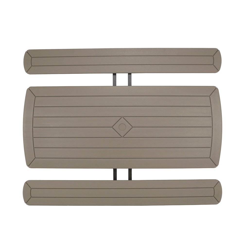 Blow Molded Picnic Table- Brown, Brown Frame. Picture 6