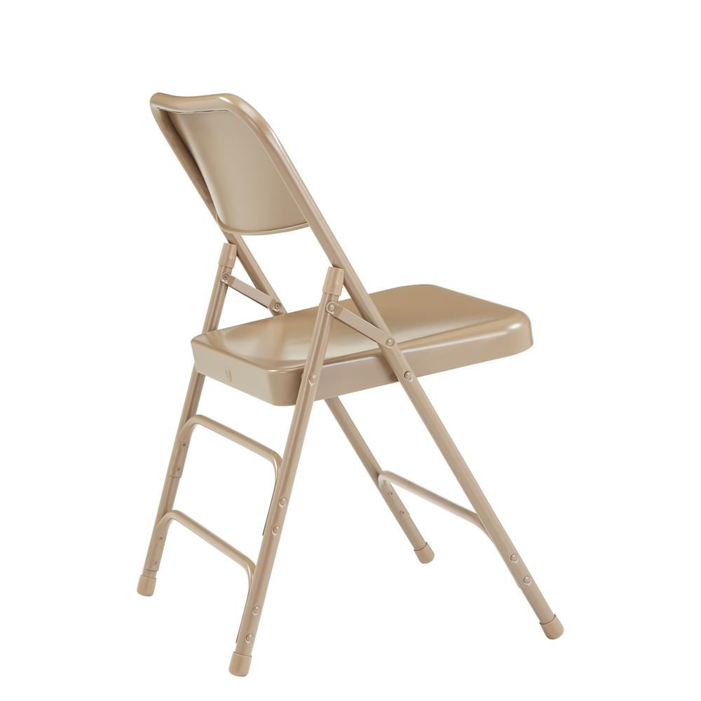 NPS® 300 Series Deluxe All-Steel Triple Brace Double Hinge Folding Chair, Beige (Pack of 4). Picture 3