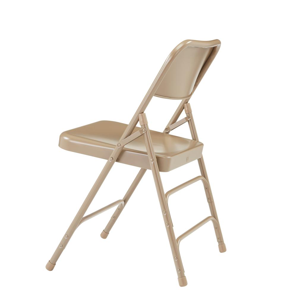 NPS® 300 Series Deluxe All-Steel Triple Brace Double Hinge Folding Chair, Beige (Pack of 4). Picture 4