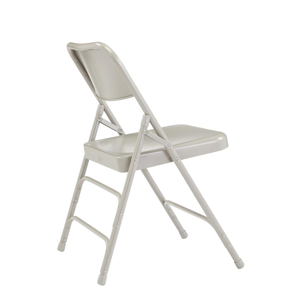NPS® 300 Series Deluxe All-Steel Triple Brace Double Hinge Folding Chair, Grey (Pack of 4). Picture 3