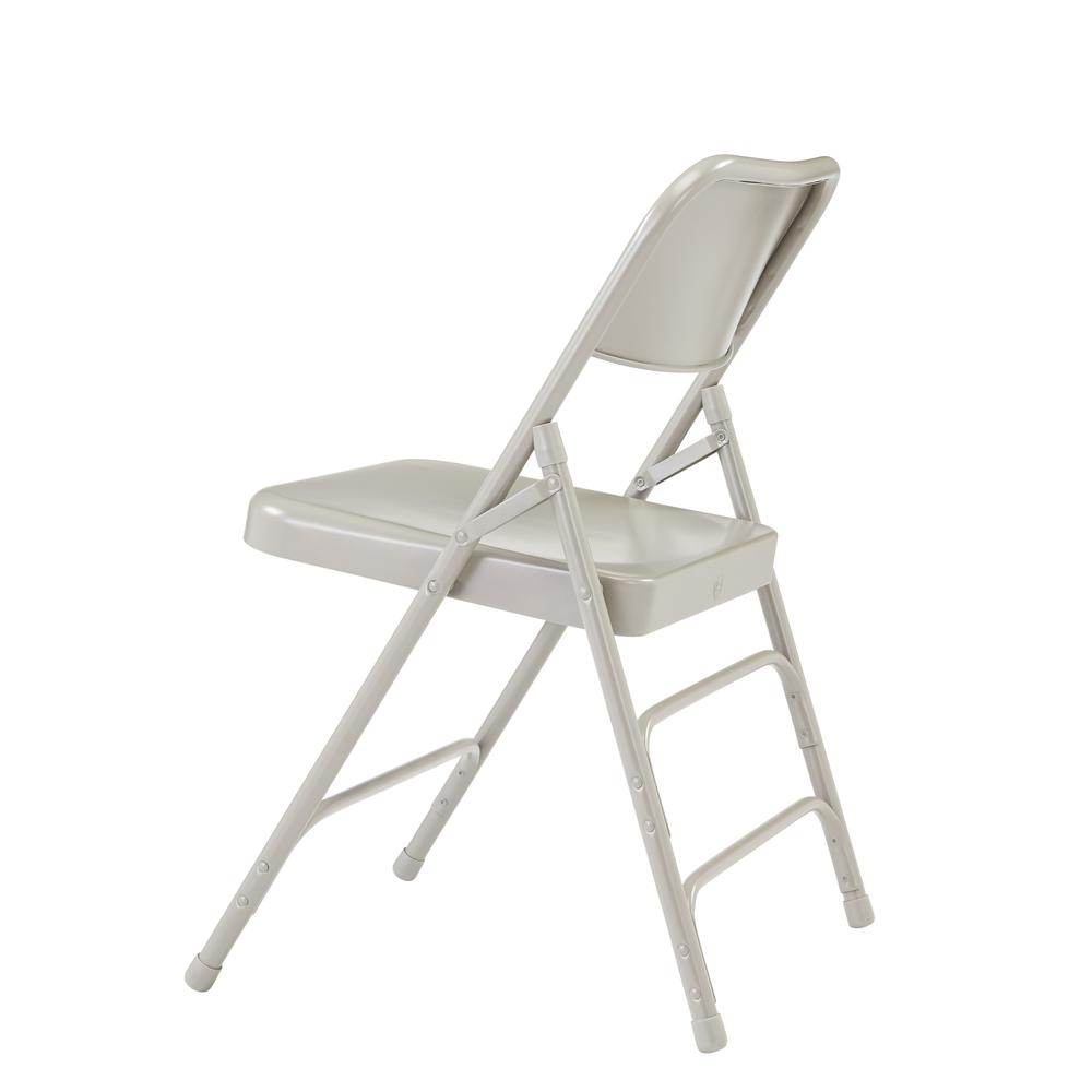 NPS® 300 Series Deluxe All-Steel Triple Brace Double Hinge Folding Chair, Grey (Pack of 4). Picture 4