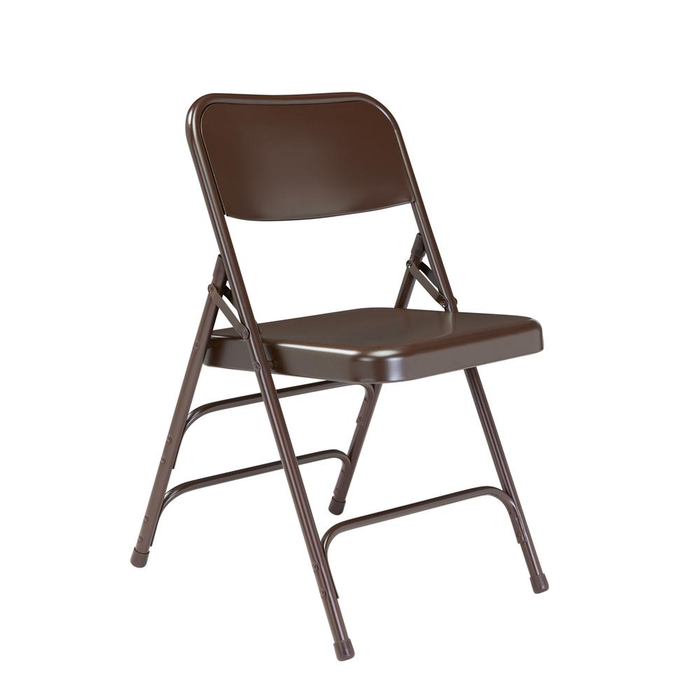 NPS® 300 Series Deluxe All-Steel Triple Brace Double Hinge Folding Chair, Brown (Pack of 4). Picture 1