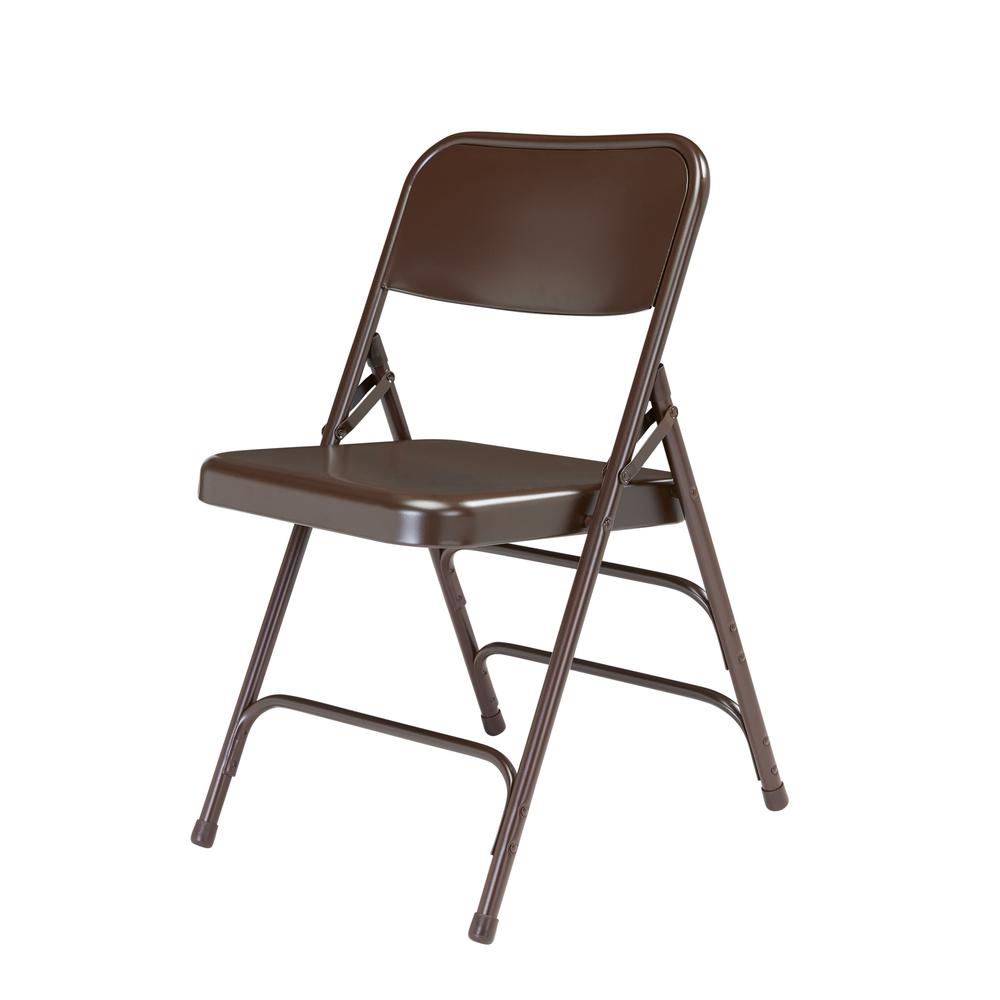 NPS® 300 Series Deluxe All-Steel Triple Brace Double Hinge Folding Chair, Brown (Pack of 4). Picture 2