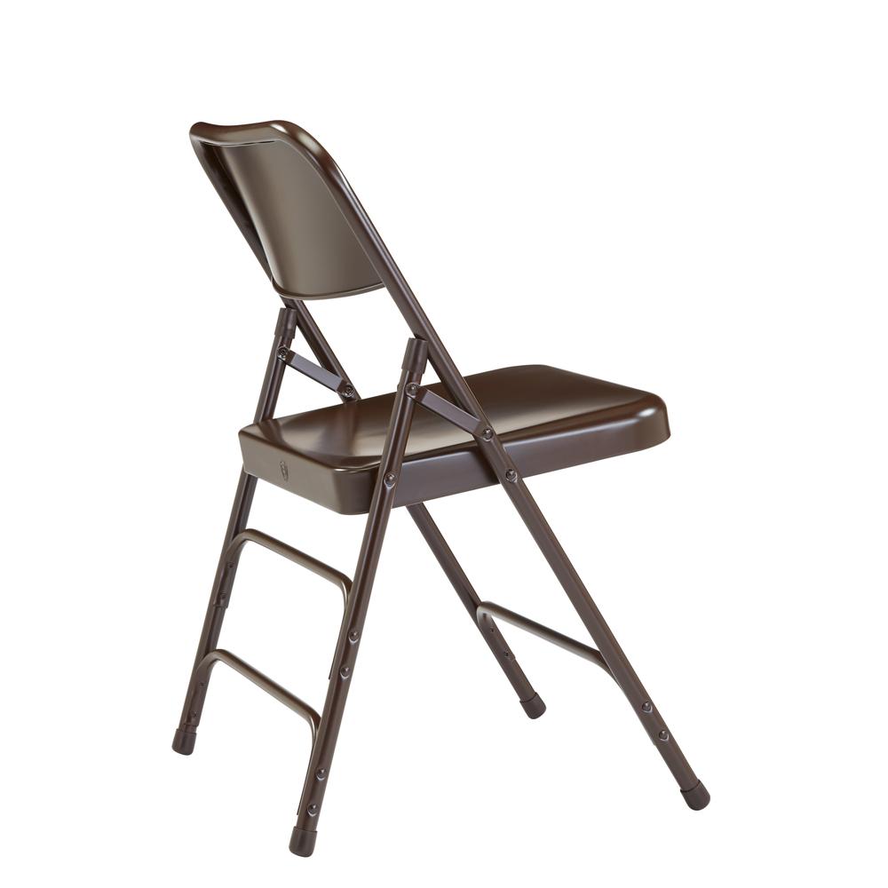 NPS® 300 Series Deluxe All-Steel Triple Brace Double Hinge Folding Chair, Brown (Pack of 4). Picture 3