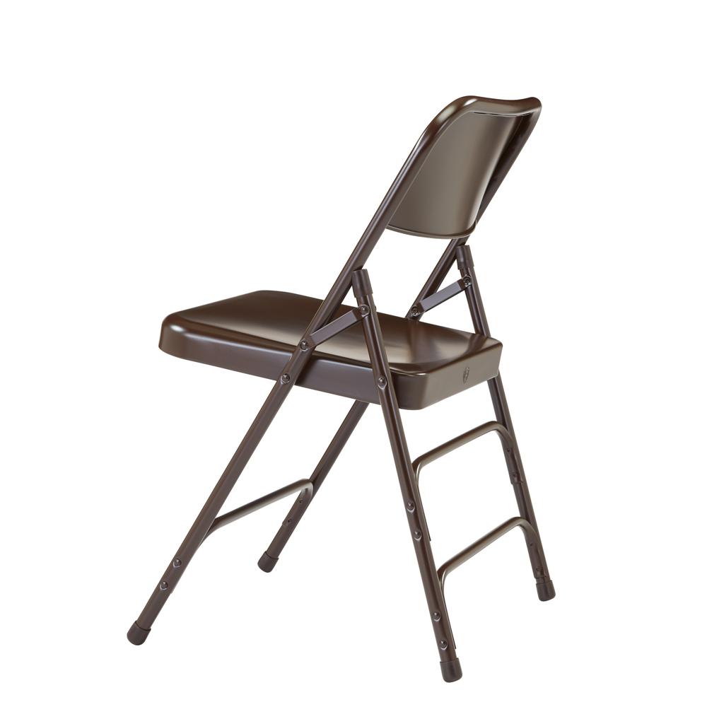 NPS® 300 Series Deluxe All-Steel Triple Brace Double Hinge Folding Chair, Brown (Pack of 4). Picture 4